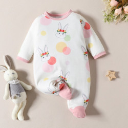 0-9M Bunny Pattern Baby Pajamas Onesie  Baby Clothing   