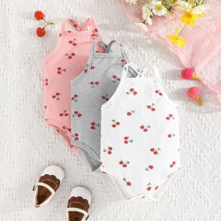 3-24M Baby Girls Cherry Print Sleeveless 3-pack Bodysuit  Baby Clothing   