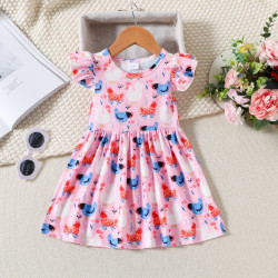 9M-4Y Toddler Girls Flying Sleeve Farm Chicken Print Dresses  Girls Clothes   