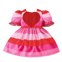 3M-3Y Baby Girls Striped Heart Puff Sleeve Dresses  Baby Clothes   