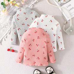6M-3Y Baby Girls Cherry Print Tops Three-Piece Set  Baby Clothes   