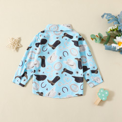 6M-3Y Baby Cactus Hat Print Long Sleeve Lapel Shirts  Baby Clothes   