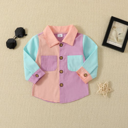 6M-3Y Baby Contrast Button Lapel Shirts  Baby Clothes   
