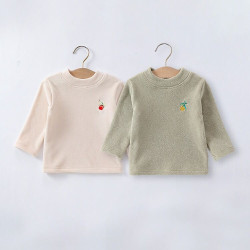 6-24M Baby Fruit Embroidery Half Turtleneck Long Sleeve Bottoming Tops  Baby Clothes   