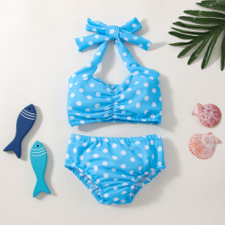 6M-3Y Baby Girl Swimwear & Beachwear Sets Polka Dot Print Lace-Up Bikini And Shorts  Baby Clothes Suppliers   