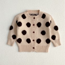 3-24M Baby Knitted Jacquard Polka Dots Sweater Cardigan  Baby Clothes   