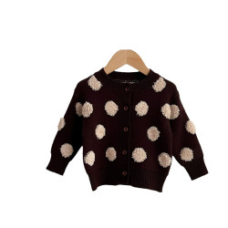 3-24M Baby Knitted Jacquard Polka Dots Sweater Cardigan  Baby Clothes   