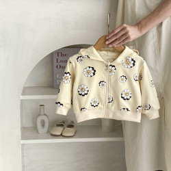3-24M Baby Smiley Daisy Print Hooded Sweatshirts  Baby Clothes   