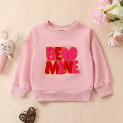 3-24M Baby Valentine's Day Towel Embroidered Love Letters Sweatshirts  Baby Clothes   
