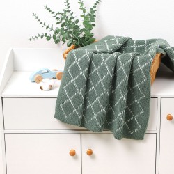 Newborn Unisex Plaid Knitted Baby Blankets  Accessories Vendors   