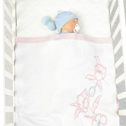 Newborn Unisex Baby Flower Print Knitted Blankets  Accessories Vendors   