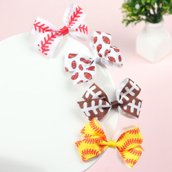 MOQ 2PCS Girls Bow Hair Accessories Rugby Hair Clip Accessories 6 Colors    