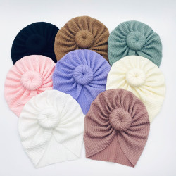 MOQ 2PCS Baby Solid Color Round Ball Baby Turban Hat KH3  