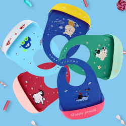 Baby Bibs Cartoon Waterproof Saliva Silicone  Baby Accessories Suppliers   