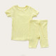 9M-7Y Toddler Girl & Boy Intimates & Pajamas Sets Solid Color Ribbed Short Sleeve Top And Shorts  Children'S Clothing   