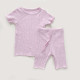 9M-7Y Toddler Girl & Boy Intimates & Pajamas Sets Solid Color Ribbed Short Sleeve Top And Shorts  Children'S Clothing   