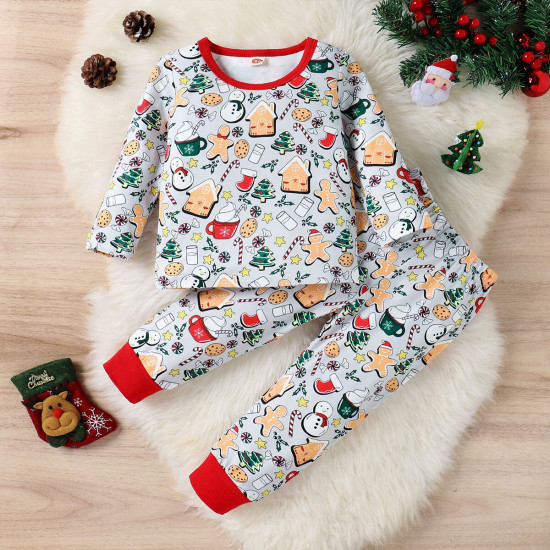 9M-4Y Toddler Christmas Loungewear Sets Pullover And Pants  Toddler Clothing   