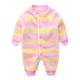 0-24M Baby Girls Striped Color Flannel Pajama Jumpsuit  Baby Clothes   