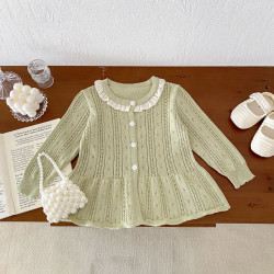 3-24M Baby Girls Knitted Hollow Cotton Gauze Cardigan  Baby Clothes   