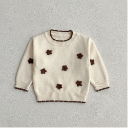 3-24M Baby Knitted Hand-Embroidered Floral Sweater Cardigan  Baby Clothes   