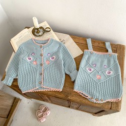 3-24M Baby Floral Embroidery Knitted Cardigan Or Bodysuit  Baby Clothing   