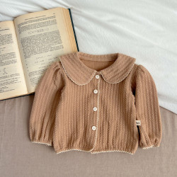 3-24M Baby Girls Contrasting Lapel Long-Sleeved Cardigan Jacket  Baby Clothing   