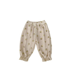 3-24M Baby Girls Floral Waffle Print Elasticated Trousers  Baby Clothing   