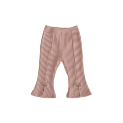 3-24M Baby Girls High-Waisted Ribbed Slits Bow Flared Trousers  Baby Clothes   