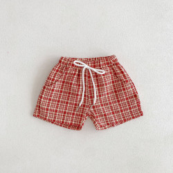 3-24M Baby Plaid Fake Drawstring Shorts  Baby Clothing   