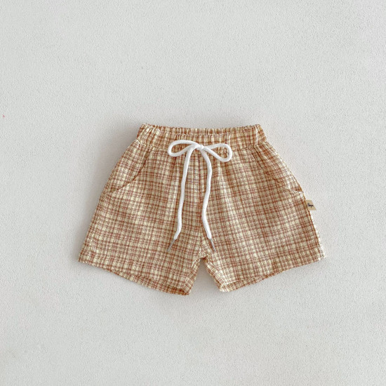 3-24M Baby Plaid Fake Drawstring Shorts  Baby Clothing   