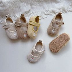 3-18M Baby Girls Velcro Duck Embroidered Soft Bottom Shoes  Accessories   