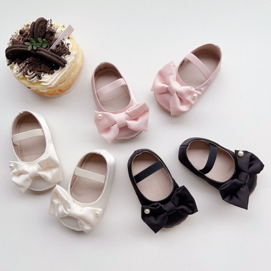  Solid Color Bow Baby Shoes   