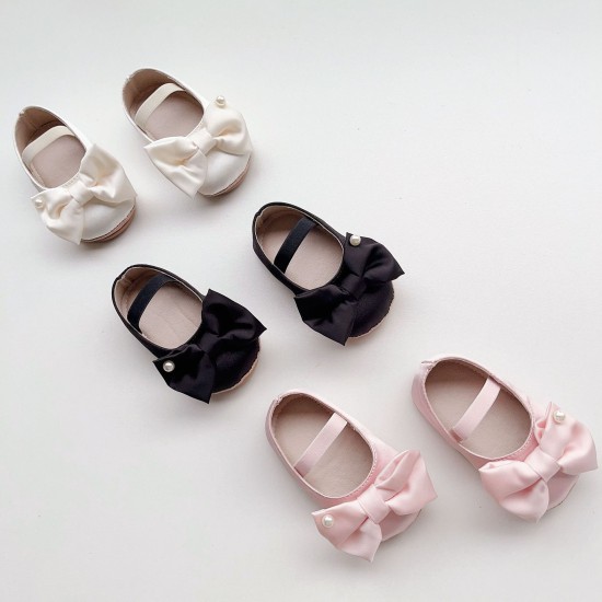  Solid Color Bow Baby Shoes   