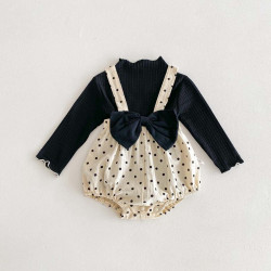 3-18M Baby Girls Sets Long Sleeve Tops And Polka Dots Suspender Bodysuit  Baby Clothing   