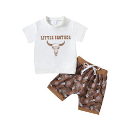 3M-3Y Baby Boys Sets Letter Bull Print Short-Sleeved T-Shirt Shorts  Baby Clothes   