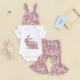 0-18M Baby 3pcs Easter Bunny Printed Bodysuit & Pants & Hats  Baby Clothing   