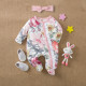 0-9M Newborn Floral Print Ruffled Footie Jumpsuit  Baby Boutique Clothing   