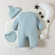 0-9M Newborn Solid Color Long-Sleeved Footie Jumpsuit & Hats  Baby Clothes   