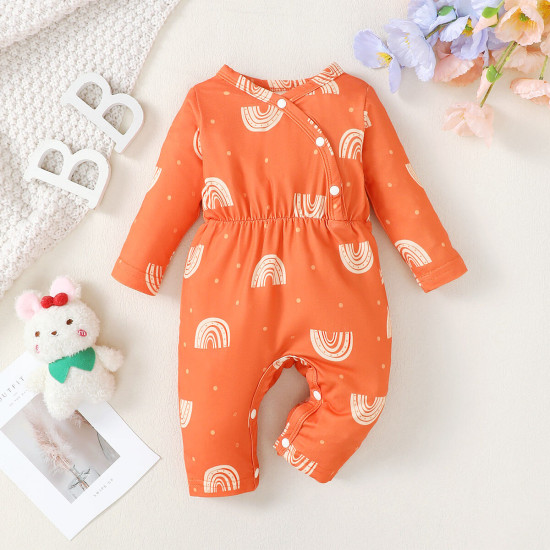 0-9M Newborn Rainbow Long Sleeve Jumpsuit  Baby Clothing   