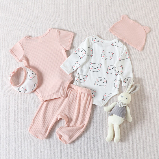 0-9M Baby Casual Lounge Wear Sets Shorts Sleeve Bodysuit & Pants & Bibs  Baby Clothes   