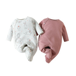 0-6M Baby Casual Long-Sleeved Footie Jumpsuit Two-Piece Sets  Baby Clothing   