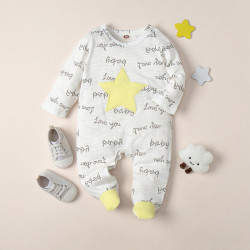 0-9M Baby Five-Pointed Star Pattern Footie Jumpsuit  Baby Boutique Clothing   