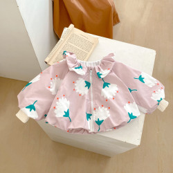 3-24M Baby Girls Flower Printed Zipper Jackets  Baby Clothing   
