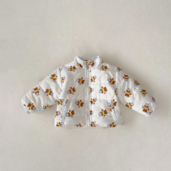 3-24M Baby Stand Collar Bear Cartoon Print Cotton Jackets  Baby Clothing   