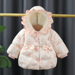 3-24M Baby Girls Petal Hooded Cartoon Print Coats & Jackets  Baby Clothes   