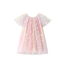 18M-6Y Toddler Girls Star Moon Short Sleeve Dresses  Girls Clothes   