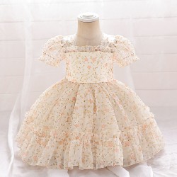 12M-3Y Toddler Girls Party Floral Puff Sleeves Princess Dresses  Girls Clothes   