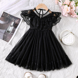 2-6Y Toddler Girls Summer Black Lace Dresses  Girls Clothes   