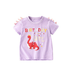 18M-7Y Toddler Girls Dinosaur Round Neck Casual T-Shirts  Girls Clothes   