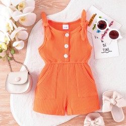 9M-4Y Toddler Girls Solid Color Sleeveless Ribbed Rompers & Jumpsuit  Boys Clothing   